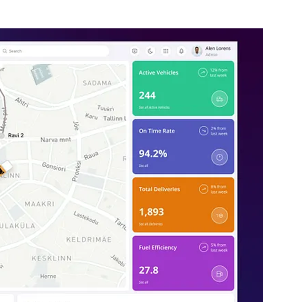 Software / Mobile Applications App & Web linked to control solution (logistics/taxi control solution
